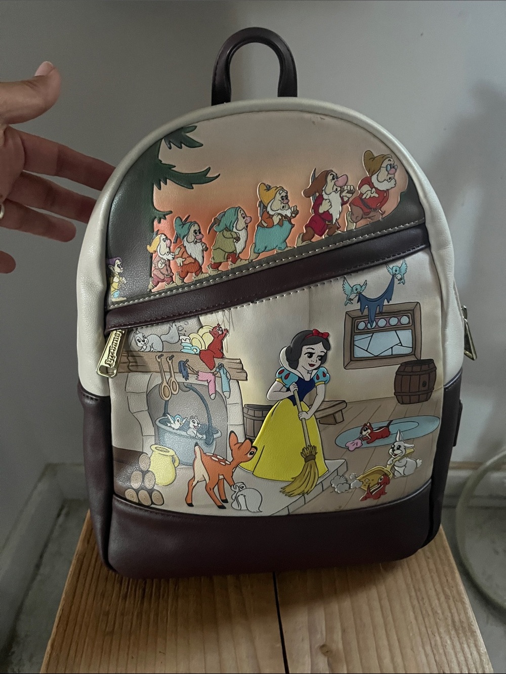 Snow White Scene Mini Backpack - White & Brown